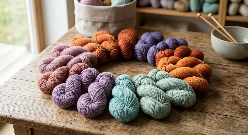 Color chart of trending Merino wool skeins