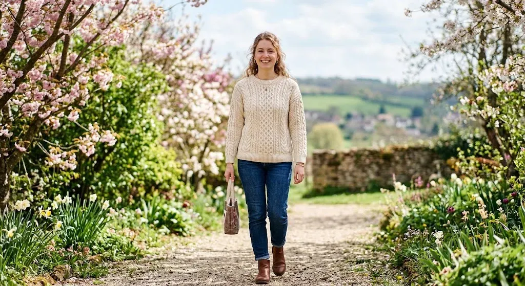 Women’s cotton cable knit sweater