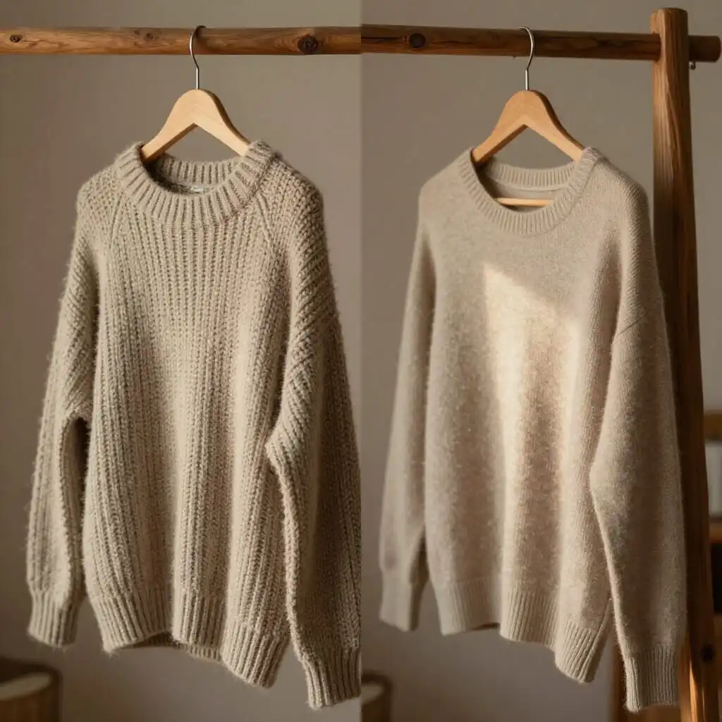 Comparaison pull oversize et pull fin