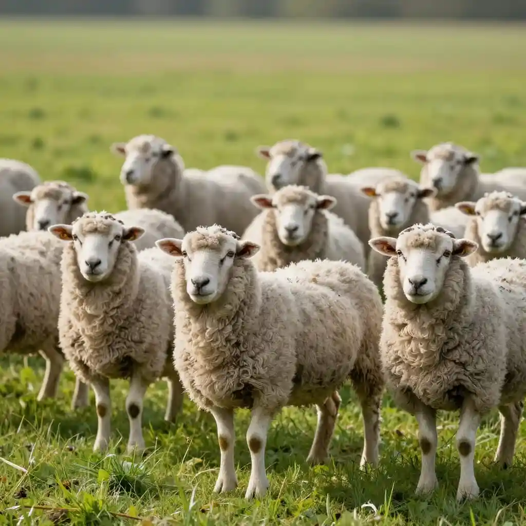 Moutons mérinos dans un champ verdoyant