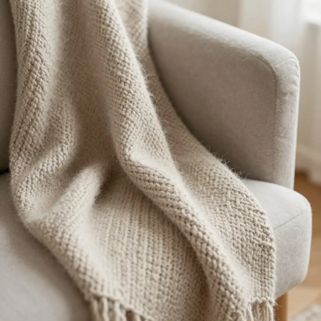 châle en laine alpaga tricoté main texture douce