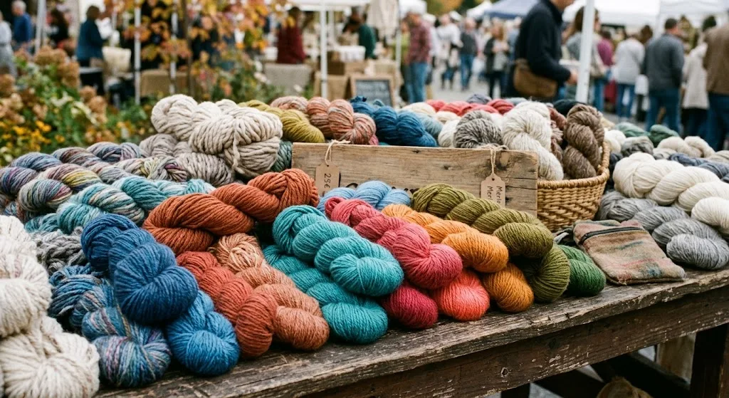 Étal de laine artisanale à Rhinebeck